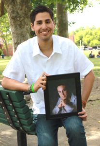 1505 Alfonso Garcia DLA and liver transplant recipient with picture of his donor, George Becker