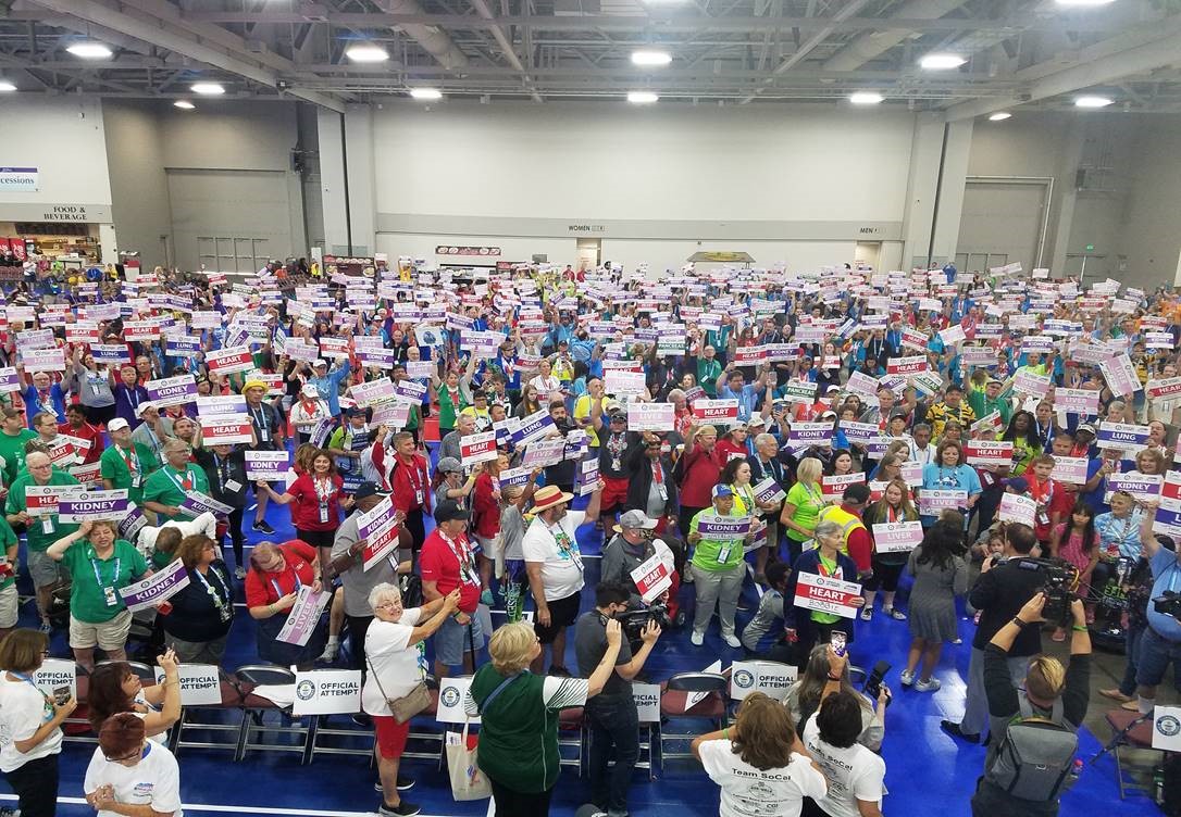 Participants in the Guinness World Record-breaking attempt of largest gathering of transplant recipients.