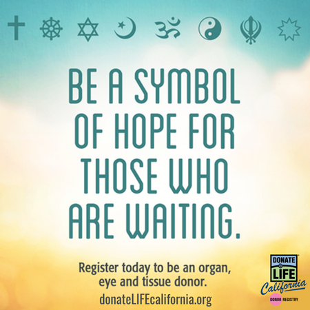 This National Donor Sabbath, be a symbol of hope for those who are waiting.